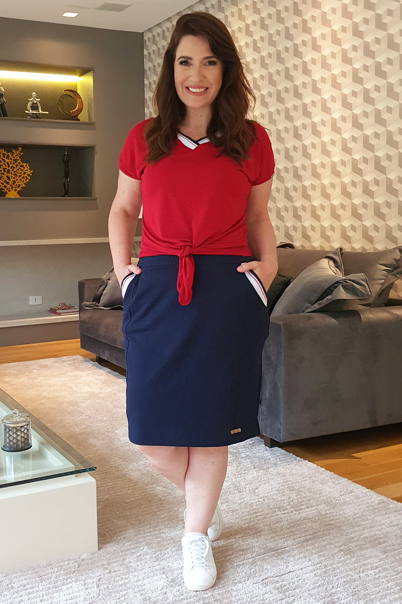 9115 T-Shirt C/ Detalhe Tricô