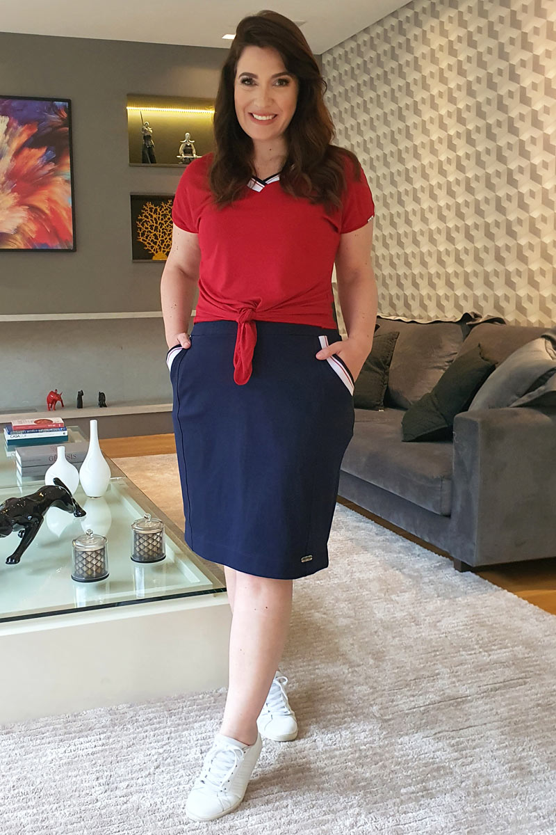 9095 Saia C/ Bolsos Detalhe Retilinea