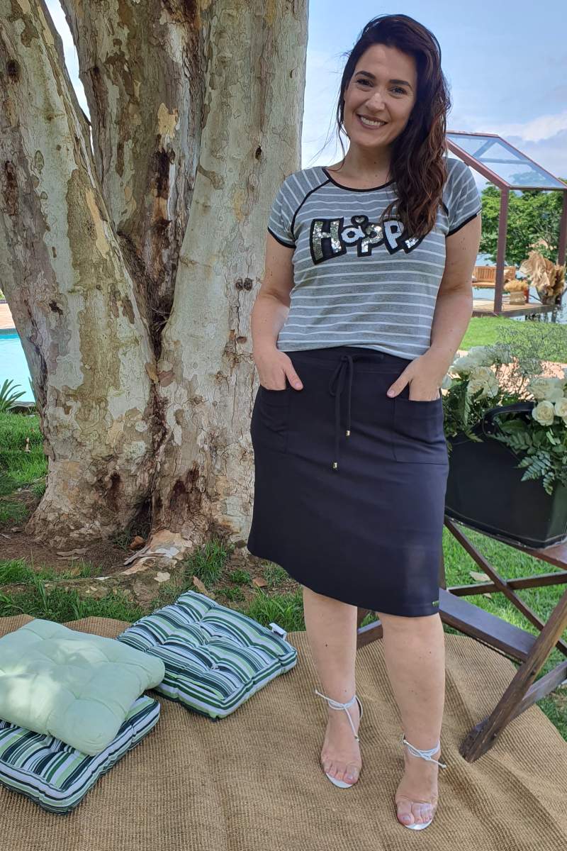 9165 Saia Evasê C/ Bolsos