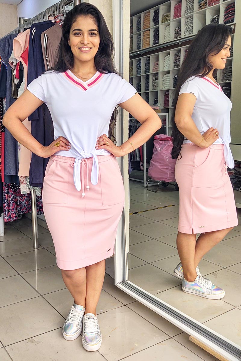 9116 T-Shirt C/ Detalhe Tricô