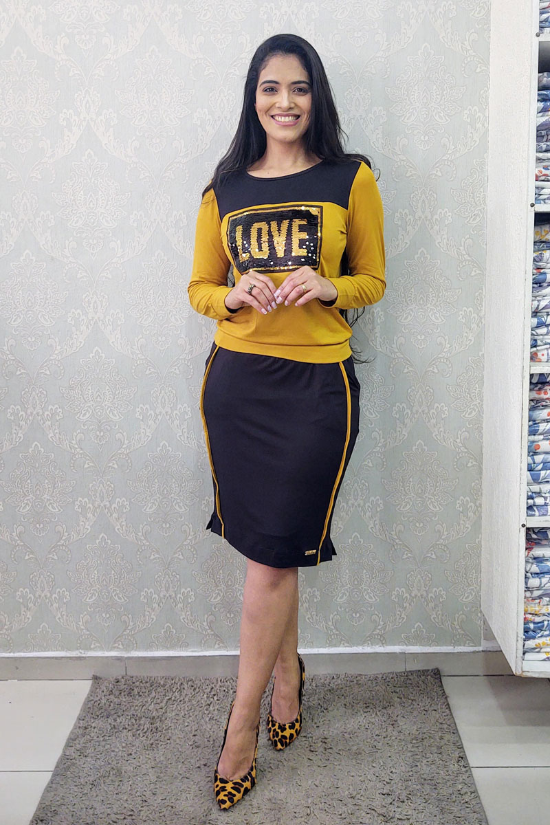 9050 Blusa (Love) C/ Punho na Manga