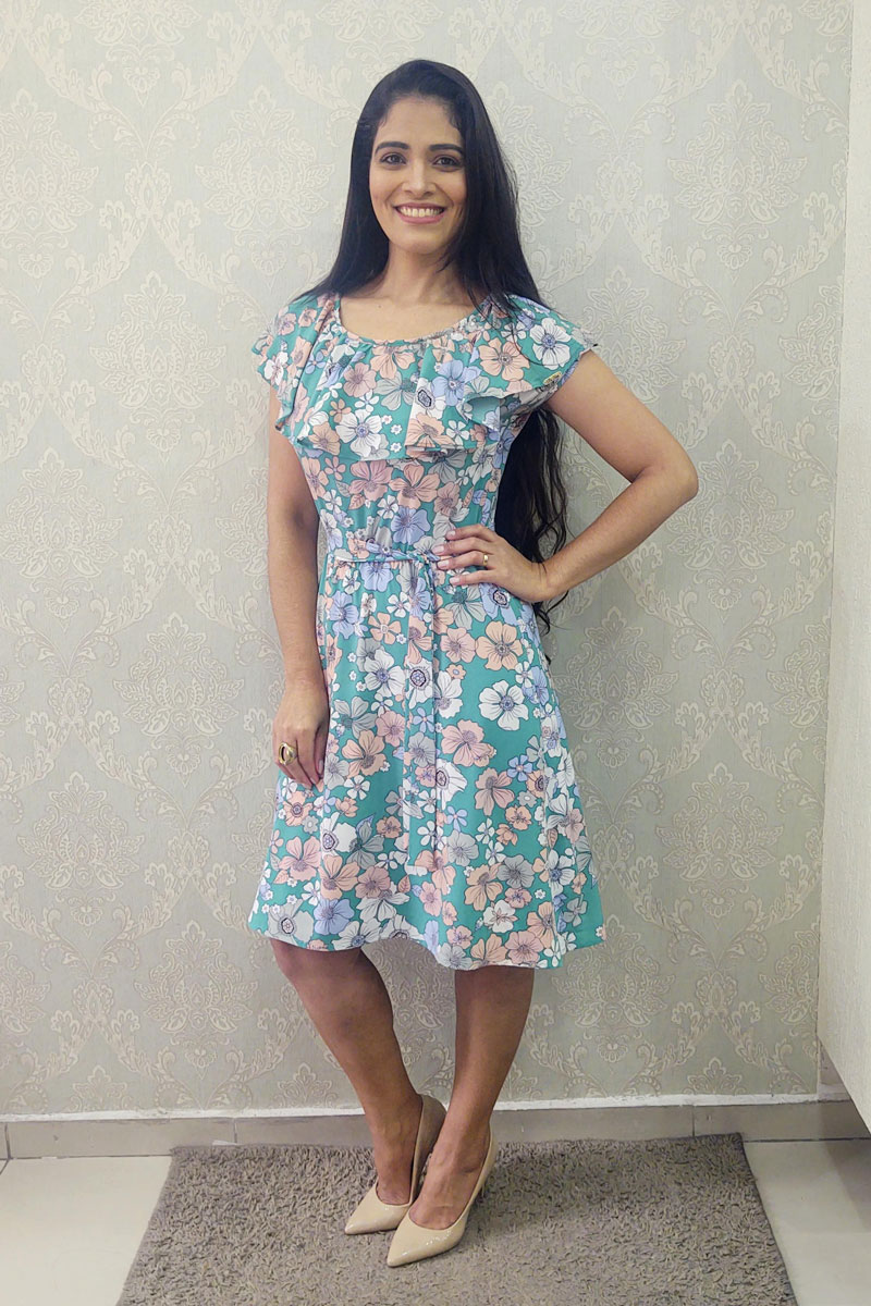 9192 Vestido C/ Babado Decote 9192 Vestido C/ Babado Decote