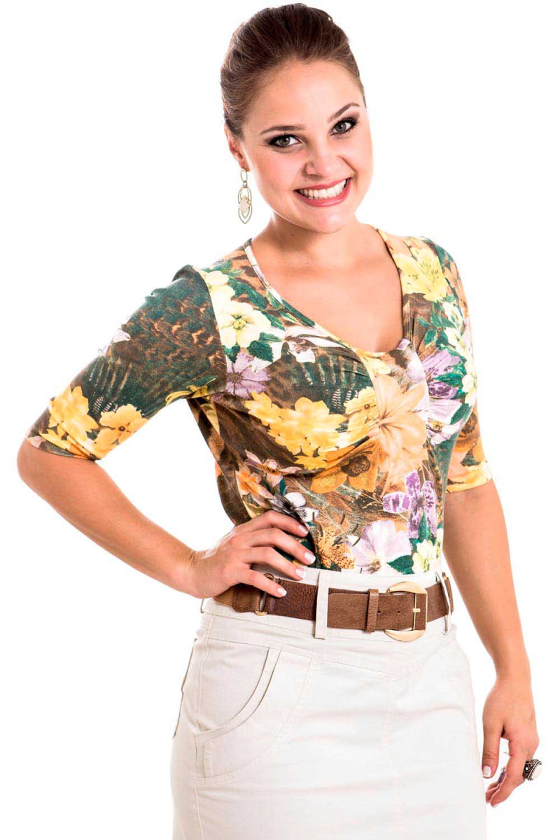 8492- Blusa Estampada Manga 3/4