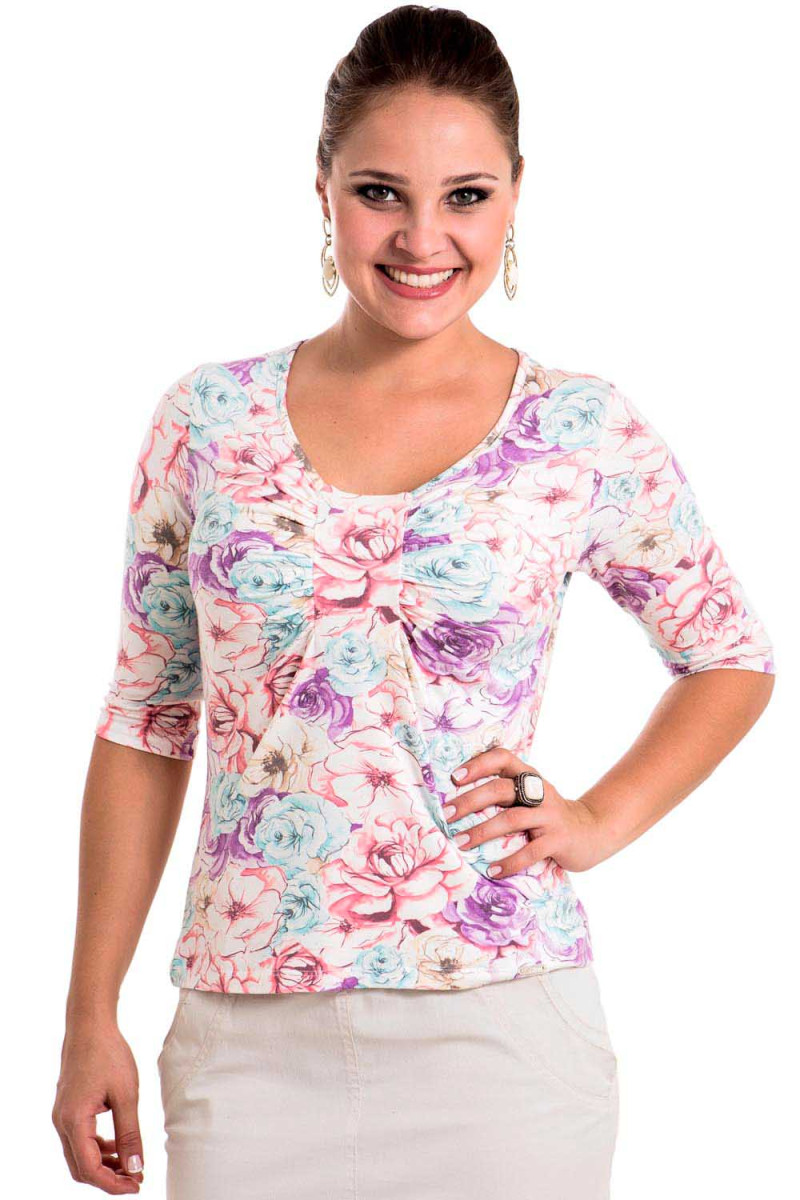 8492- Blusa Estampada Manga 3/4 8492- Blusa Estampada Manga 3/4