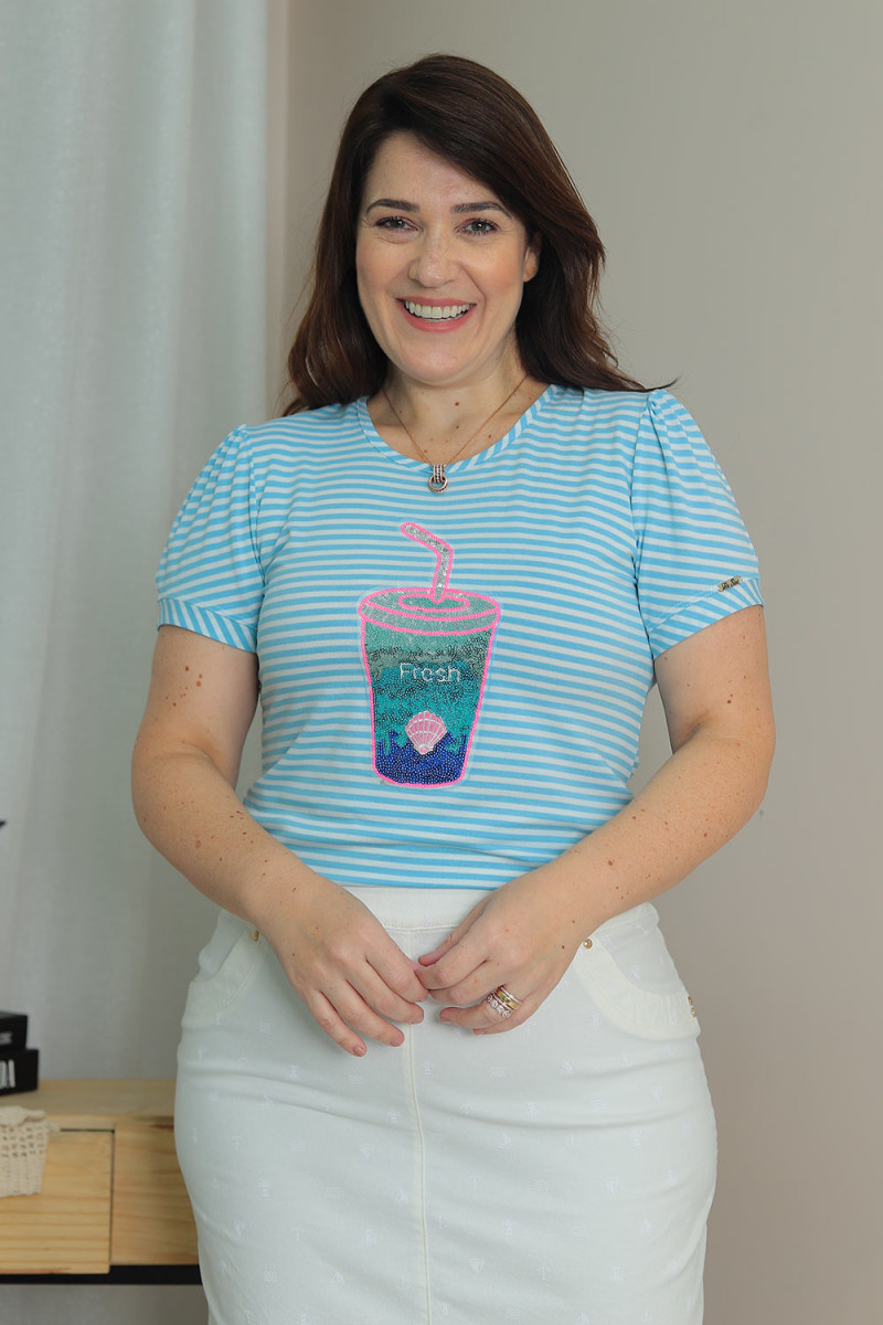 9319 T-Shirt C/Aplicação Paetês (Fresh) 9319 T-Shirt C/Aplicação Paetês (Fresh)